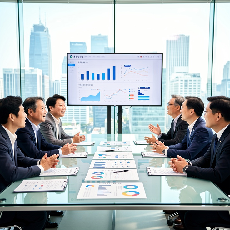 한국 협동조합의 민주적 의사결정과 투명한 경영 회의 장면