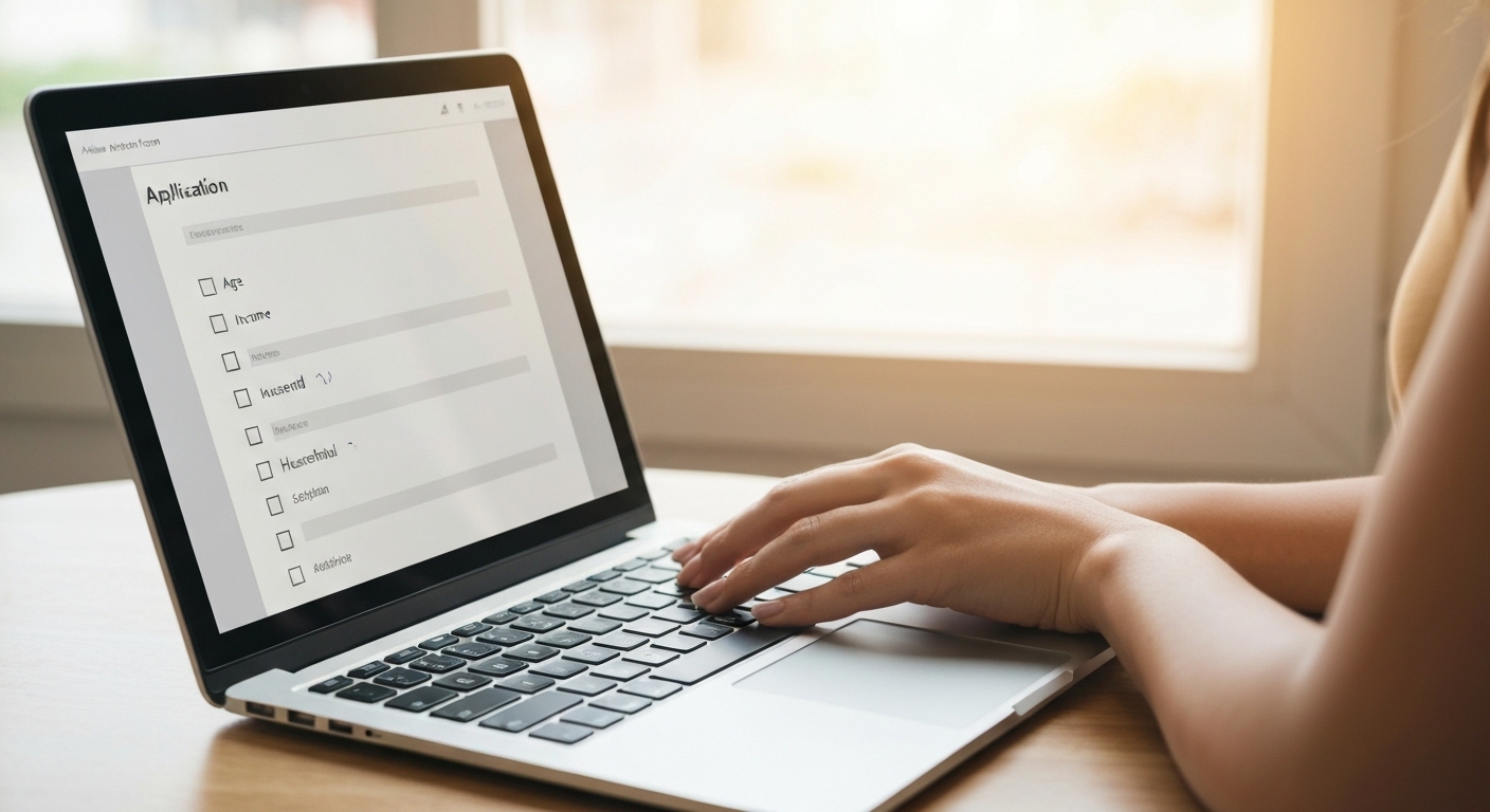 청년미래적금 가입 자격을 확인하기 위해 노트북으로 조건을 꼼꼼히 검토하는 모습