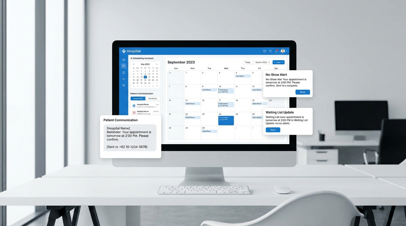 병원 예약 관리 프로그램과 AI 스케줄링 화면
