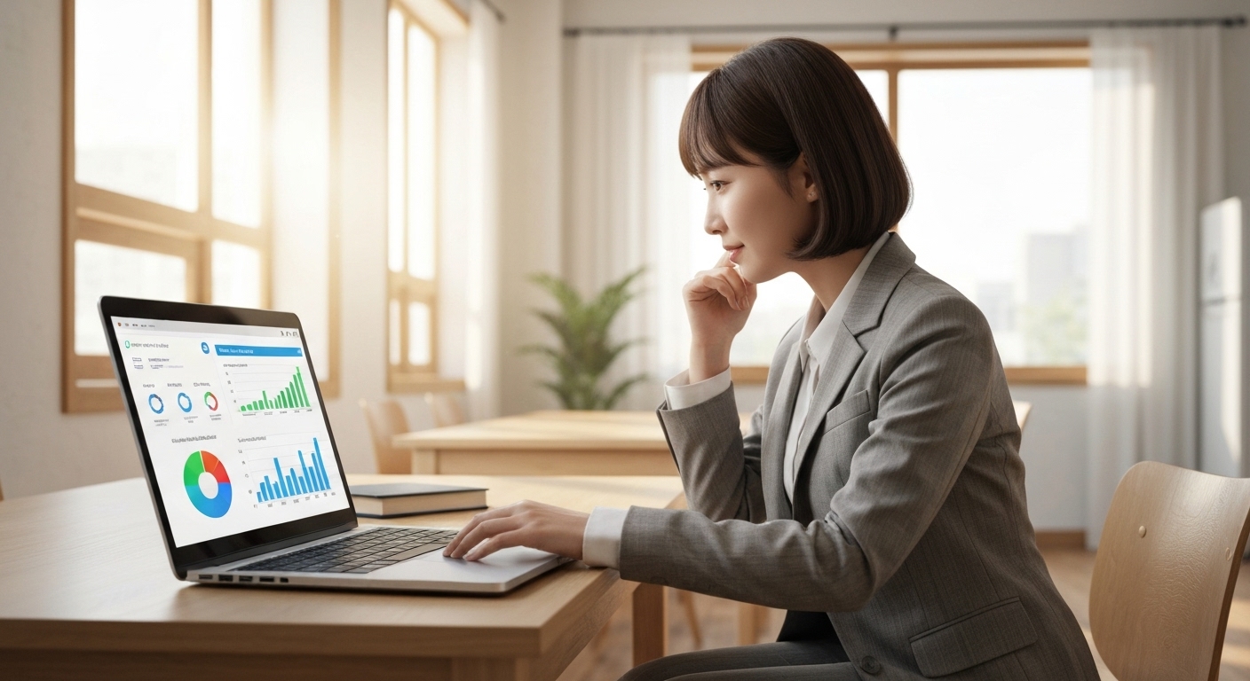 클라우드 기반 ERP 소프트웨어를 사용하며 비용 효율성과 확장성을 확인하는 한국 중소기업 사장