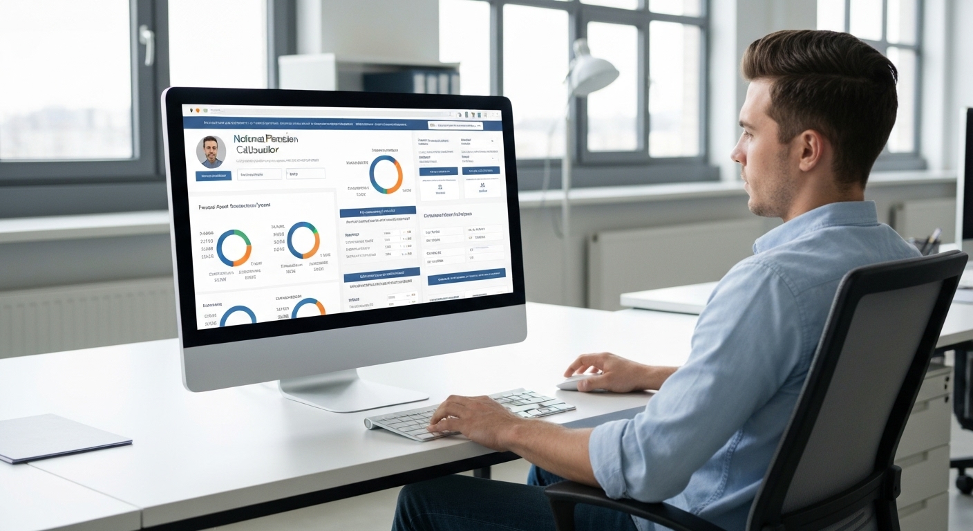 국민연금 계산기를 이용해 예상 수령액을 조회하는 모습