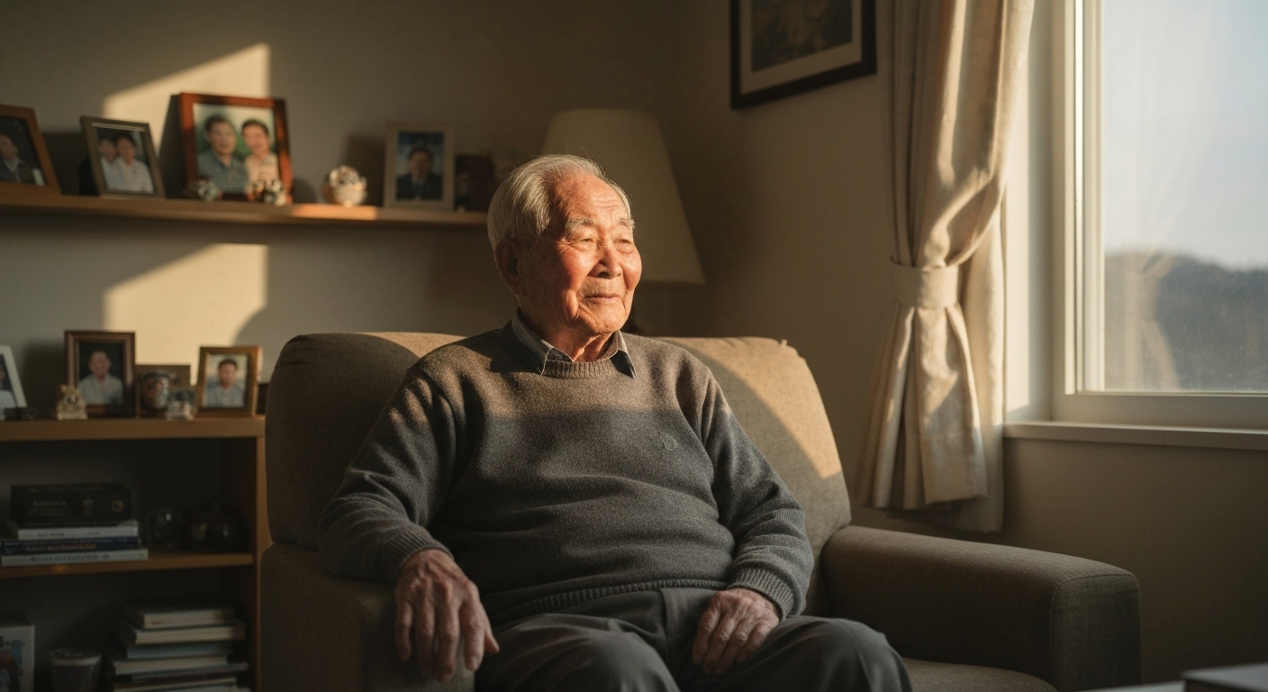 정부의 참전명예수당 지원으로 안정된 노후를 보내는 참전유공자의 평화로운 모습