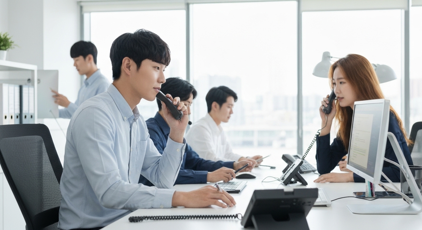 웹호스팅 고객 지원 팀의 24시간 실시간 지원 모습