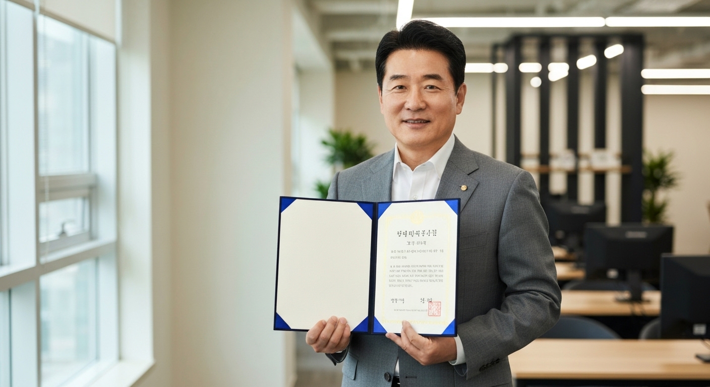 퇴직 후 재취업 경쟁력 확보를 위한 자격증을 든 한국 중장년 전문직