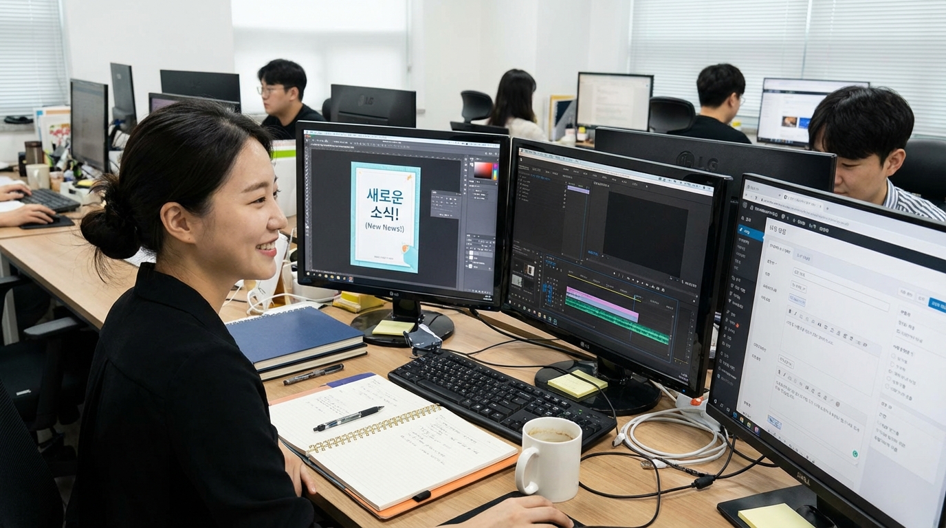 중소기업 마케팅팀에서 다양한 디지털 콘텐츠를 제작하는 한국 직원