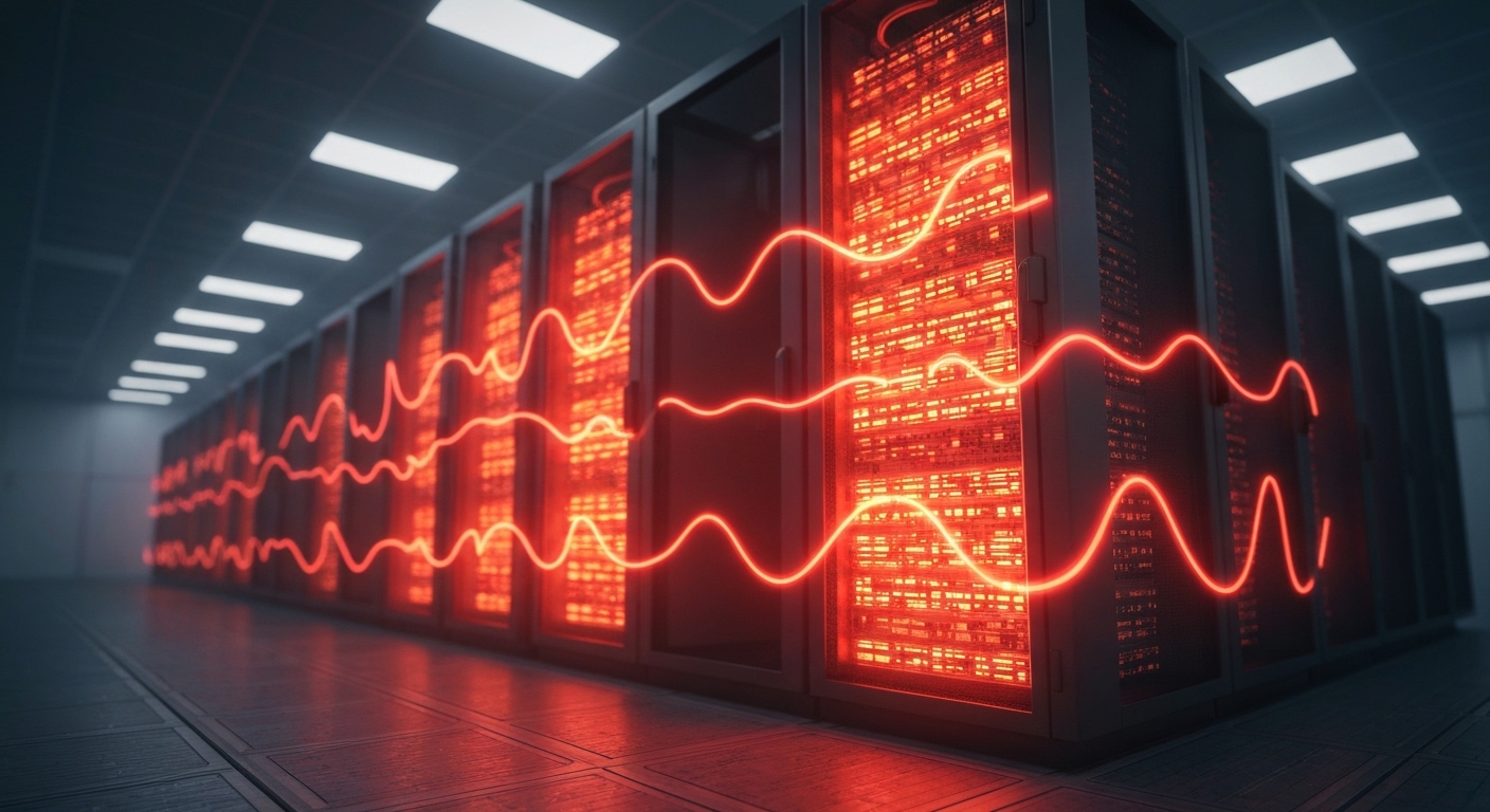 AI 시대로 인해 과열되고 있는 데이터센터 서버랙의 모습