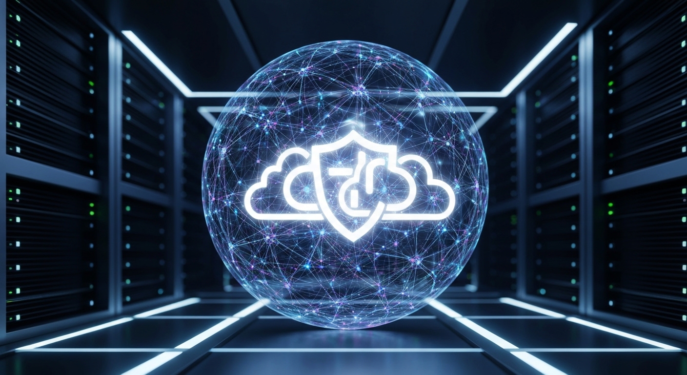 AI 데이터를 보호하는 클라우드 백업 솔루션을 상징하는 추상적인 이미지