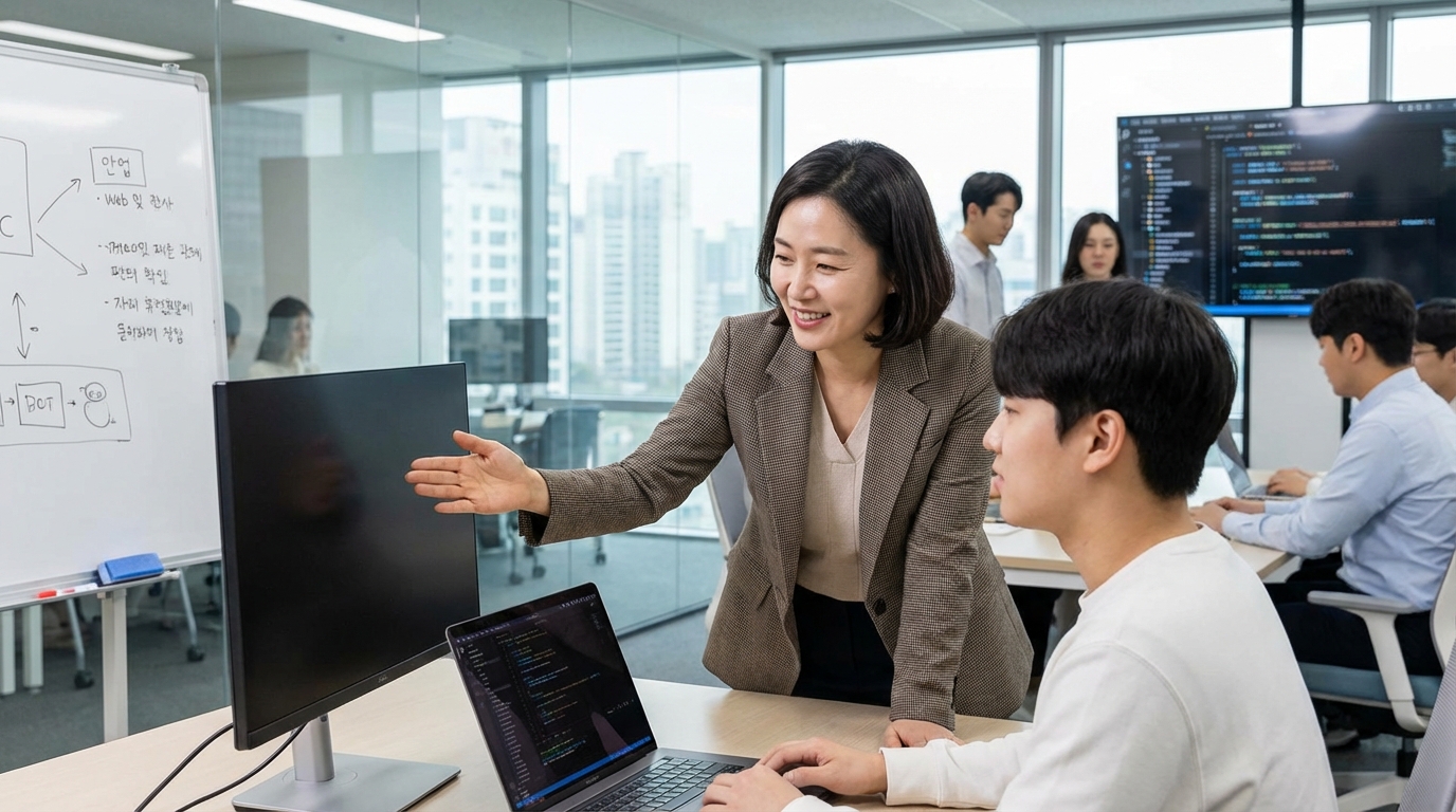 30대 비전공자 개발자의 자신감 있고 협업하는 모습