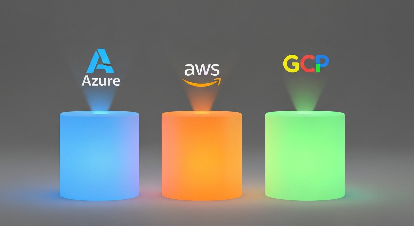 AWS, Azure, GCP 세 가지 클라우드 플랫폼 로고 비교