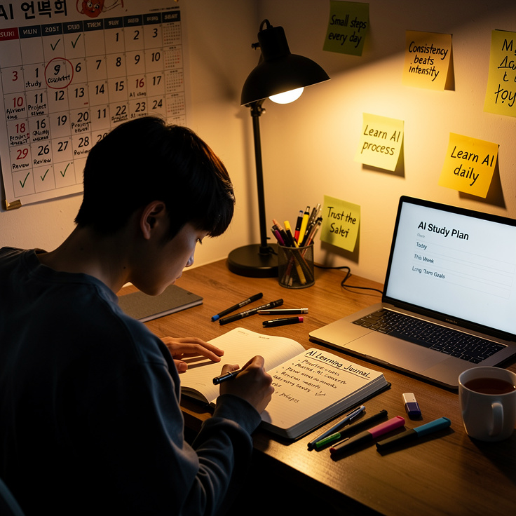 꾸준한 AI 학습 습관을 만드는 한국인의 모습