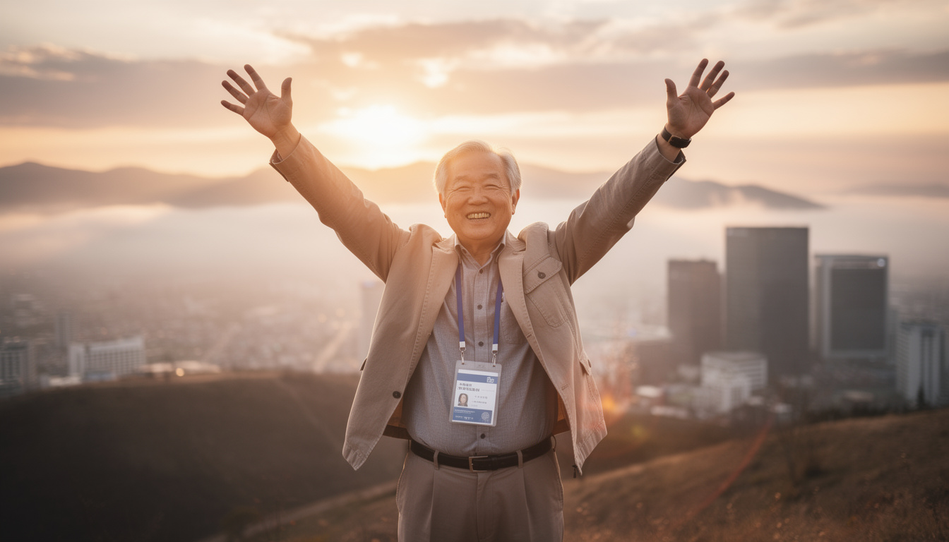 은퇴 후 자격증 취득으로 새로운 인생을 시작하는 희망찬 한국 노인