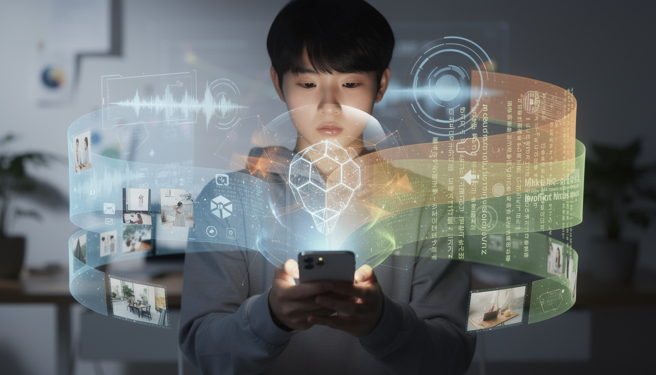 이미지, 음성, 텍스트 데이터를 동시에 처리하는 멀티모달 AI와 스마트폰 사용자