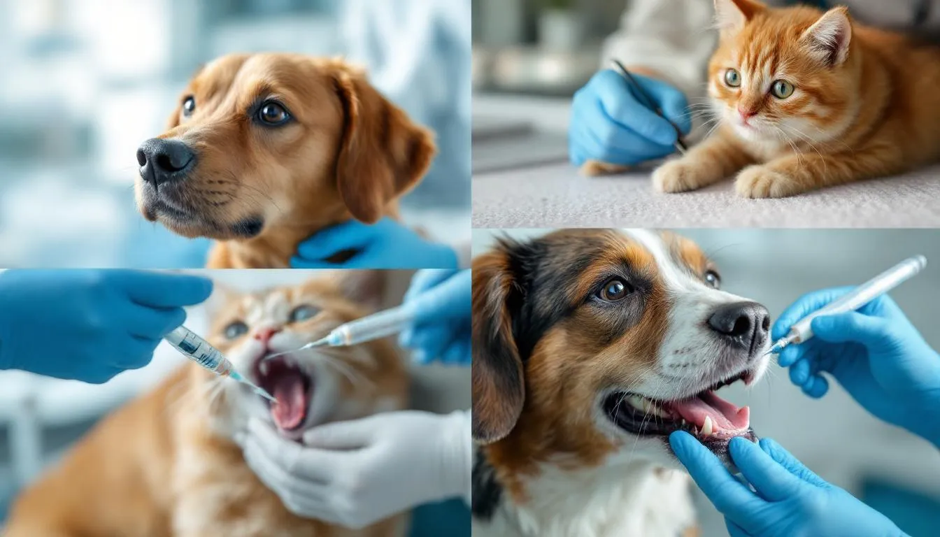 반려동물 건강검진, 예방접종, 미용, 치료 등 다양한 의료 지원 서비스의 모습.