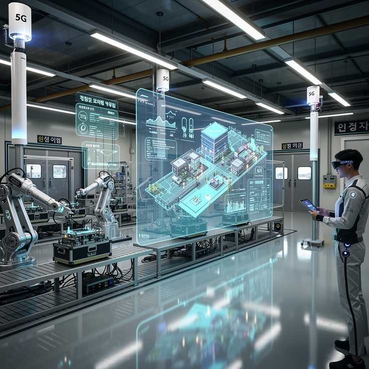 5G AIoT와 디지털 트윈 기술이 통합된 미래형 스마트 공장