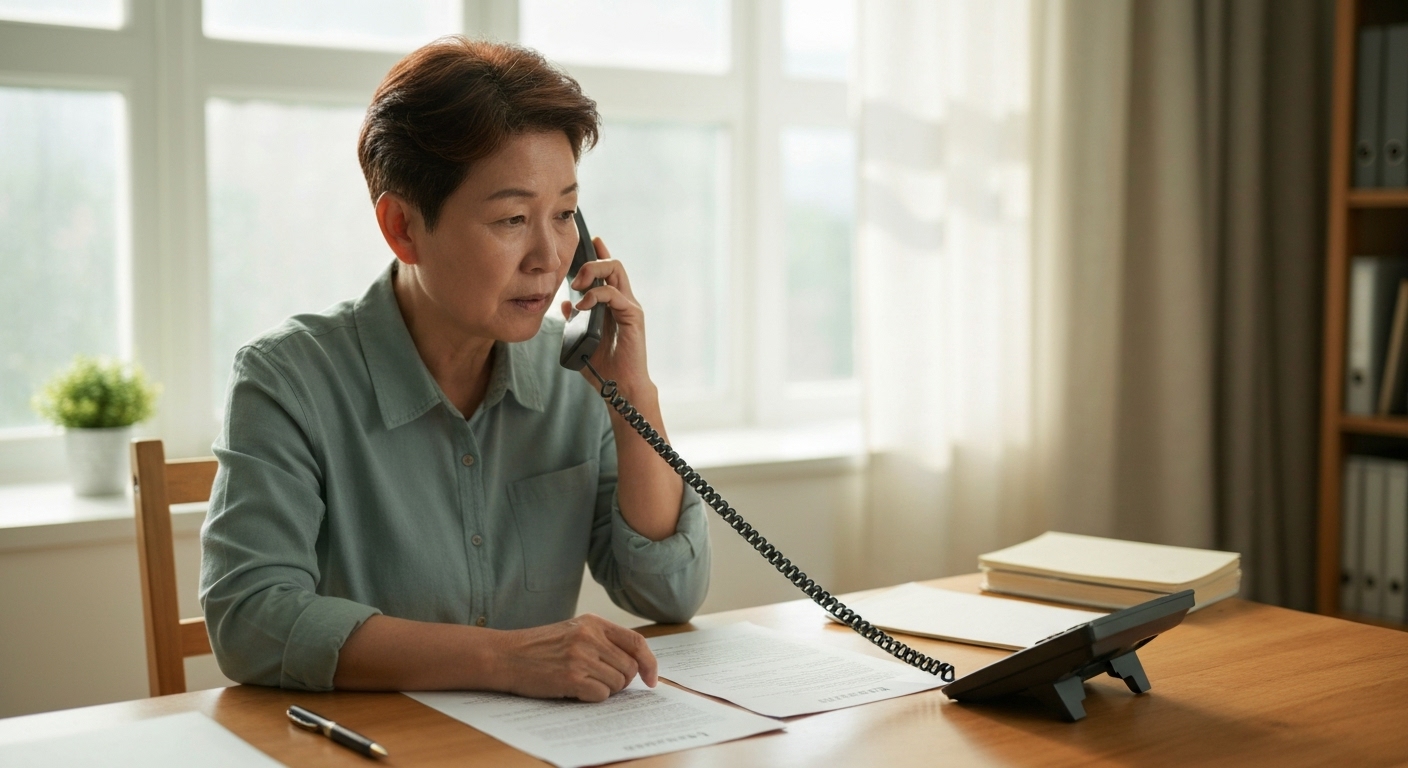 거주지 지자체에 전화로 시민안전보험 문의를 하는 시민의 모습