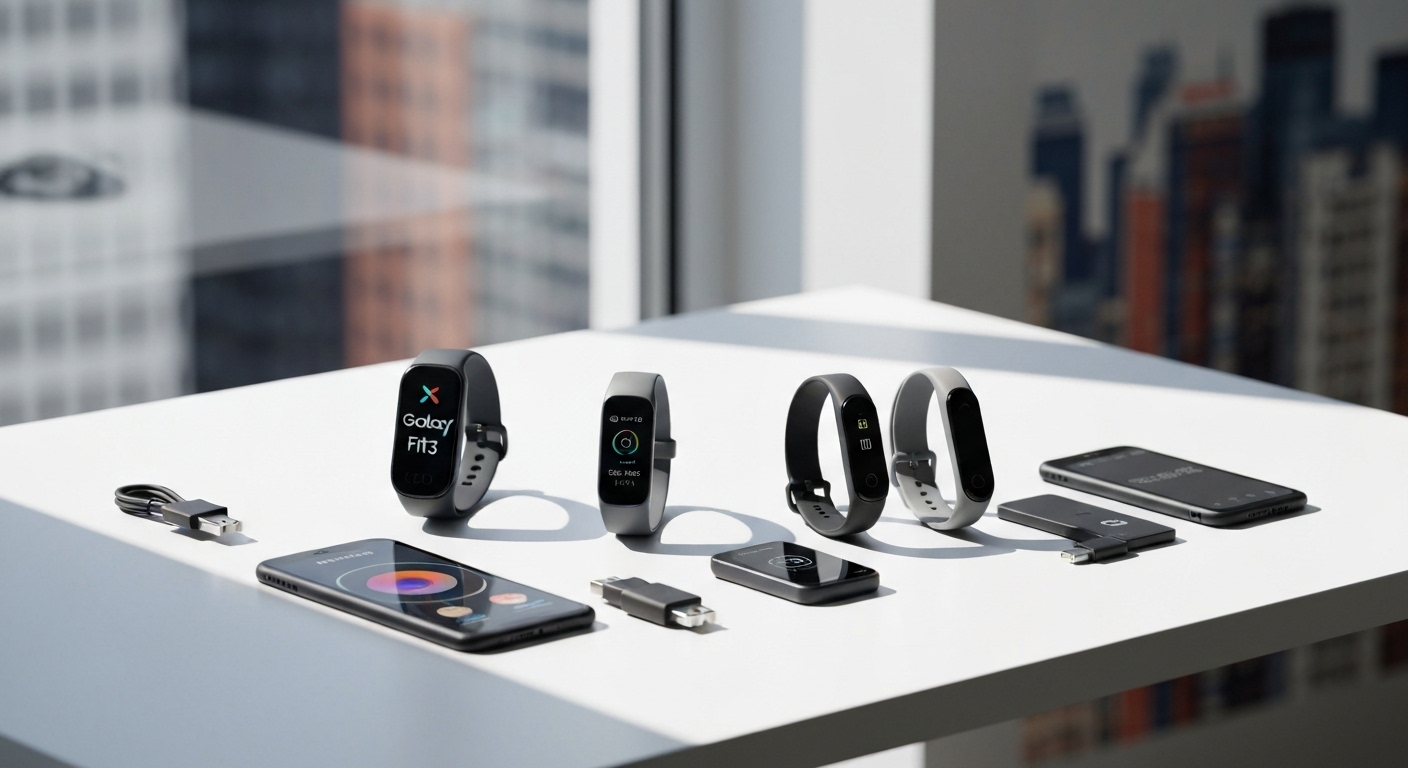 삼성 갤럭시 Fit3, Fitbit Charge 6, 샤오미 미밴드 8 Pro 피트니스 트래커 제품 이미지