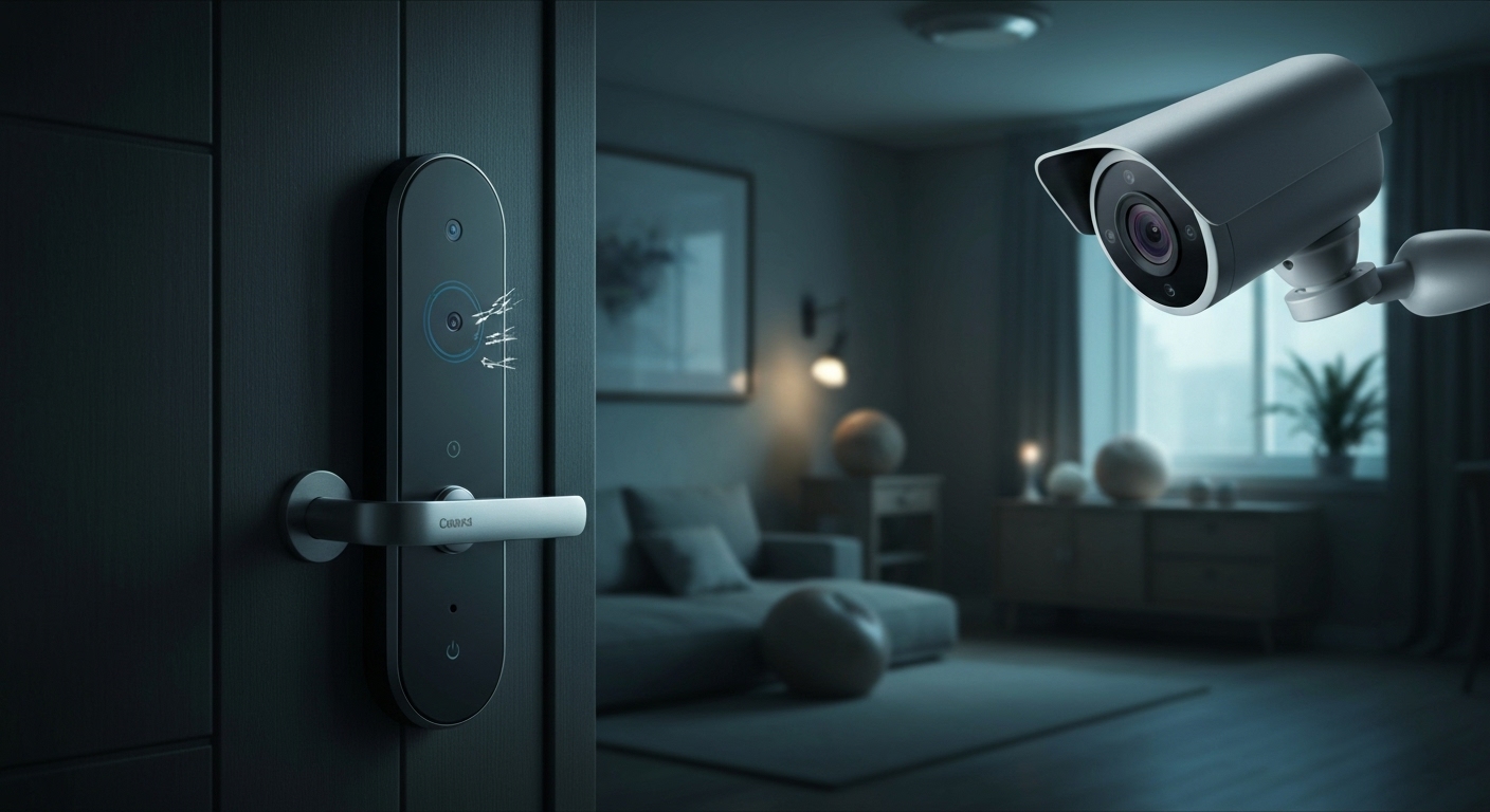 한국 가정에서 스마트 도어락과 IP 카메라가 해킹당한 물리적 보안 위협 상황
