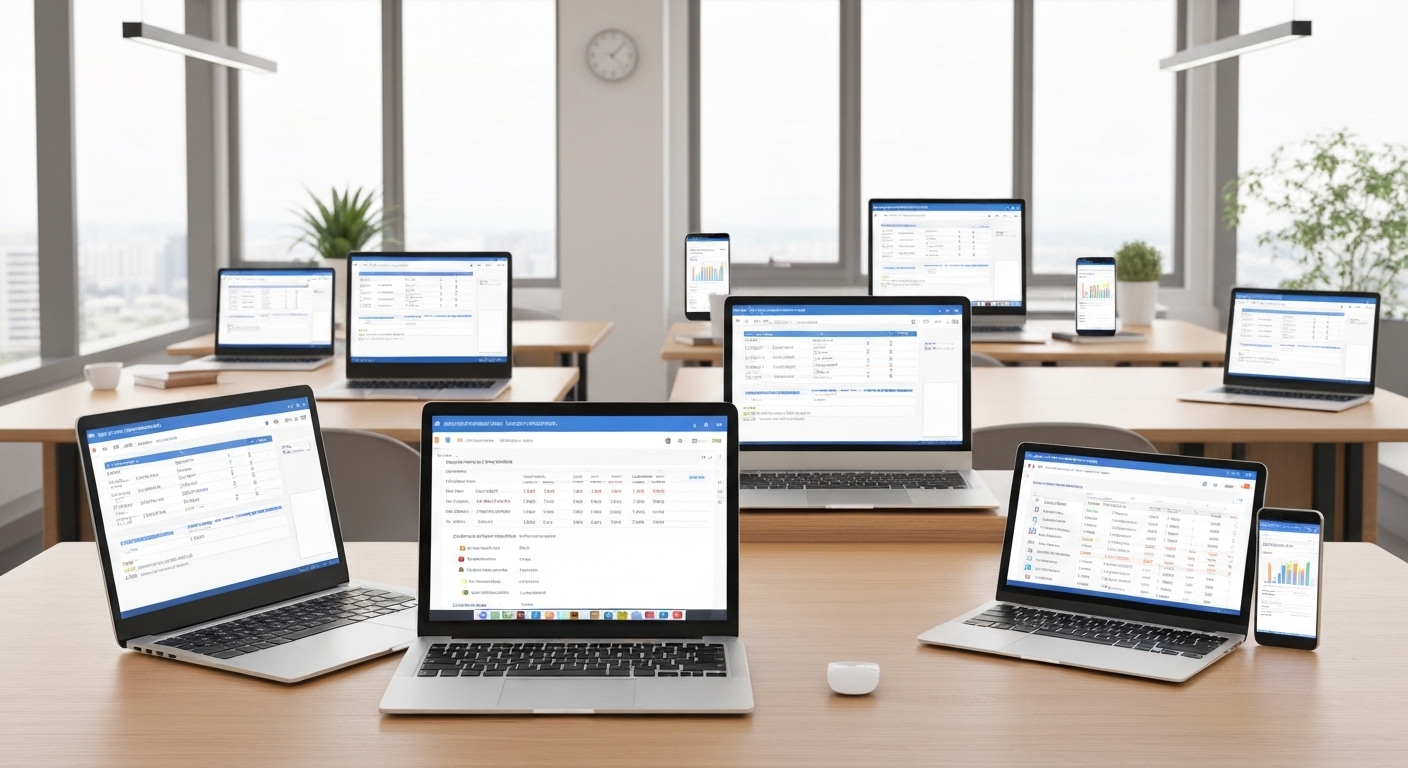 클라우드 기반 실시간 정보 제공과 협업을 나타내는 한국 배경의 기술 이미지