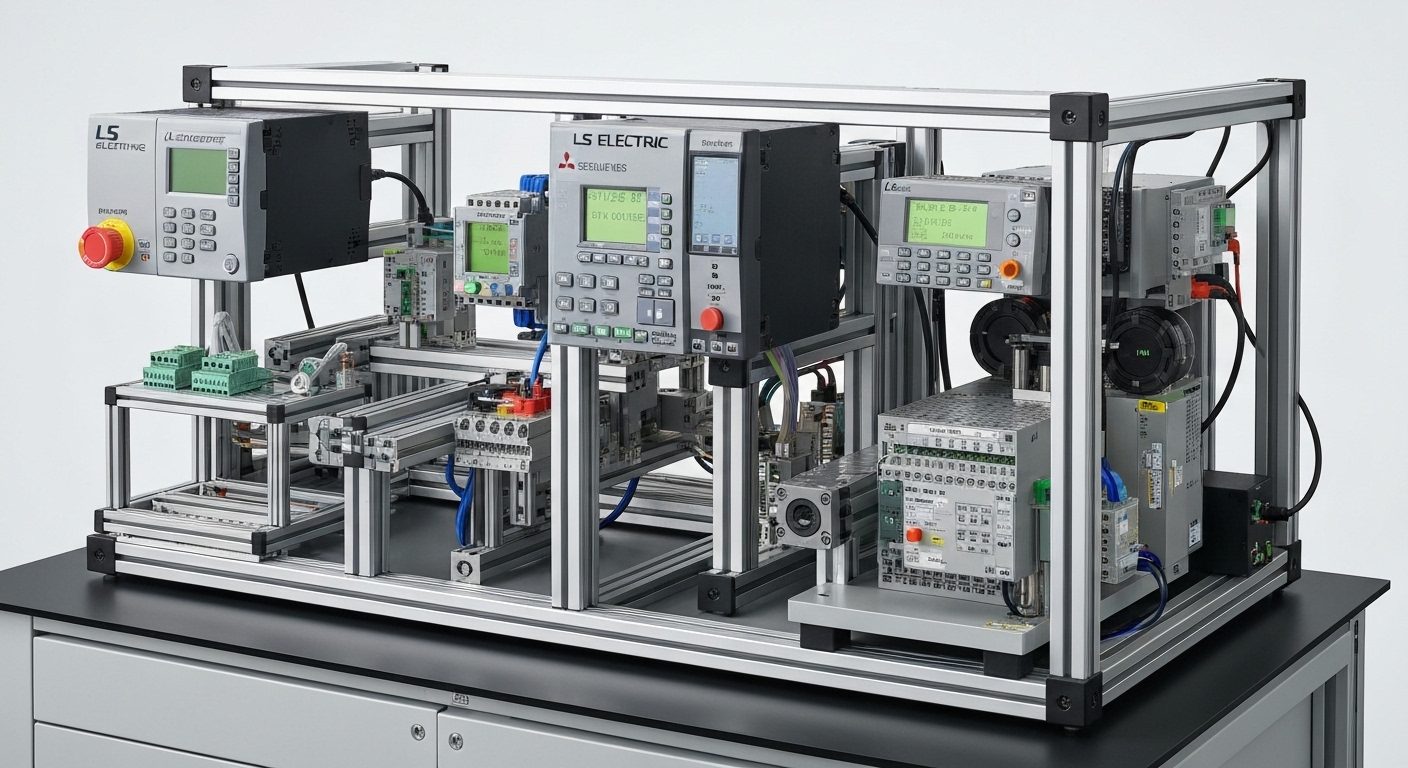 소규모 제어용 LS ELECTRIC XGB, 미쓰비시 FX5U, 옴론 CP2E PLC 모델 전시
