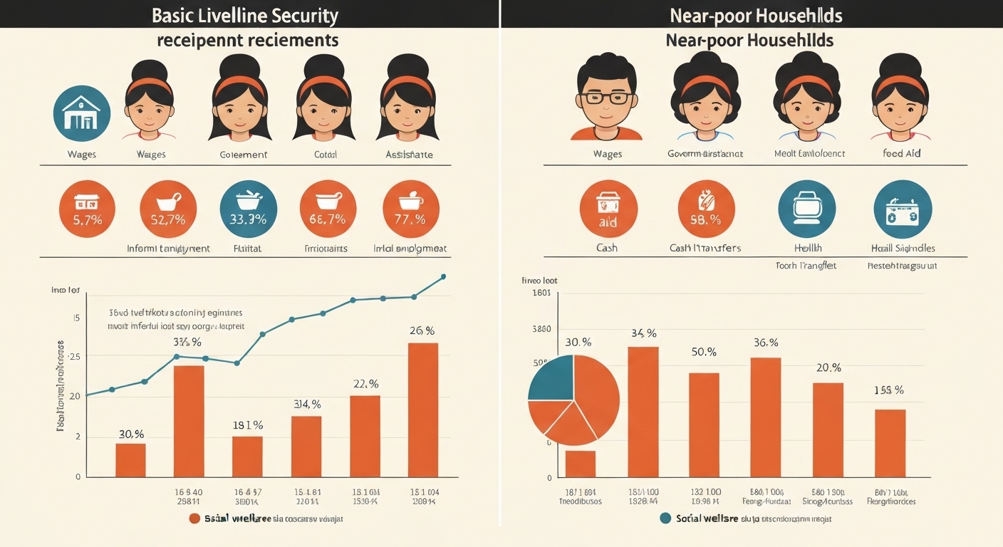 기초생활수급자와 차상위계층의 소득 및 복지 지원 비교 이미지