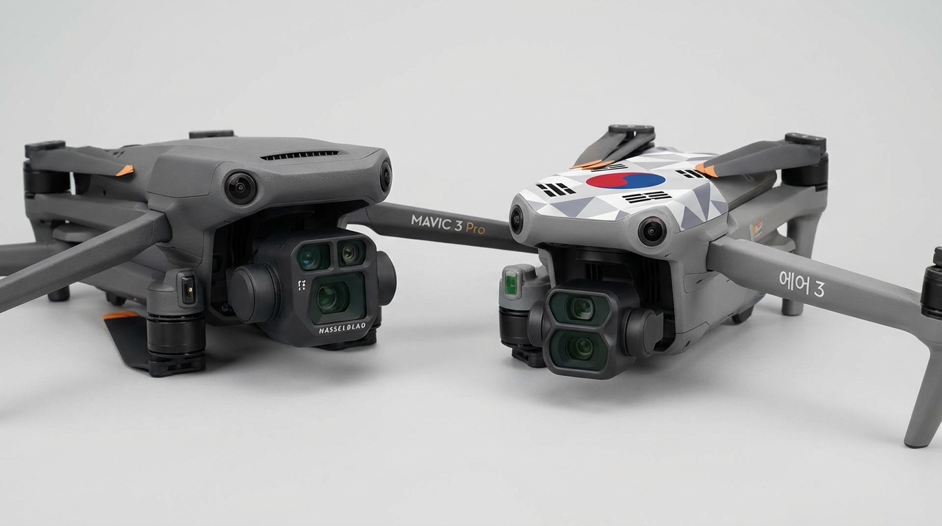 매빅 3 Pro 트리플 렌즈와 Air 3 듀얼 카메라 드론의 비교 이미지