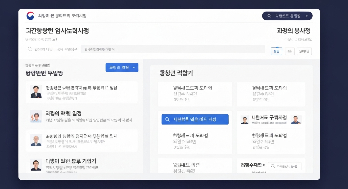 시니어 구직자를 위한 키워드 필터가 보이는 한국 정부 워크넷 구인구직 사이트 화면