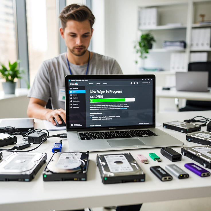 윈도우용 Eraser 프로그램을 사용해 하드디스크 완전 삭제 중인 모습