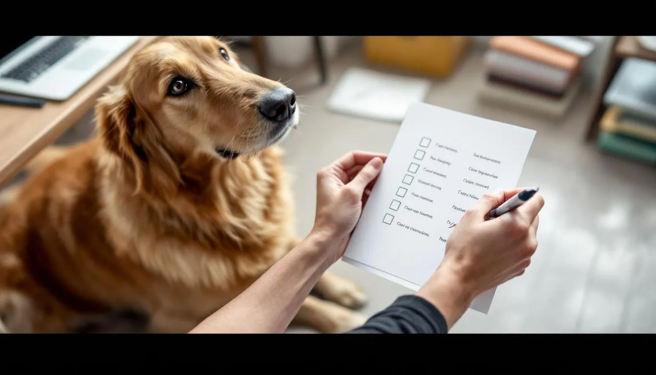 반려동물 의료 지원 신청 전 필요한 서류와 주의사항을 꼼꼼히 확인하는 모습.