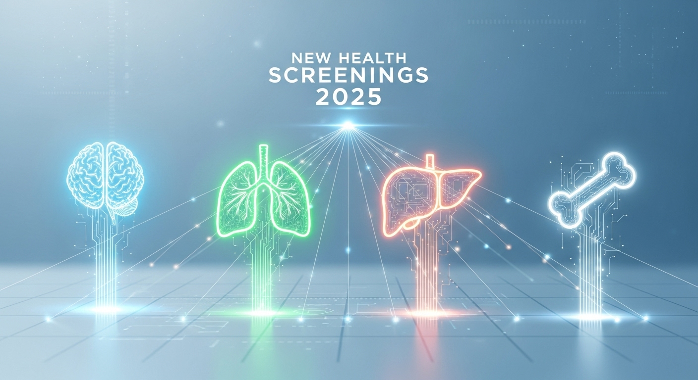 2025년 국가건강검진의 새로운 항목들을 상징하는 의료 아이콘 이미지