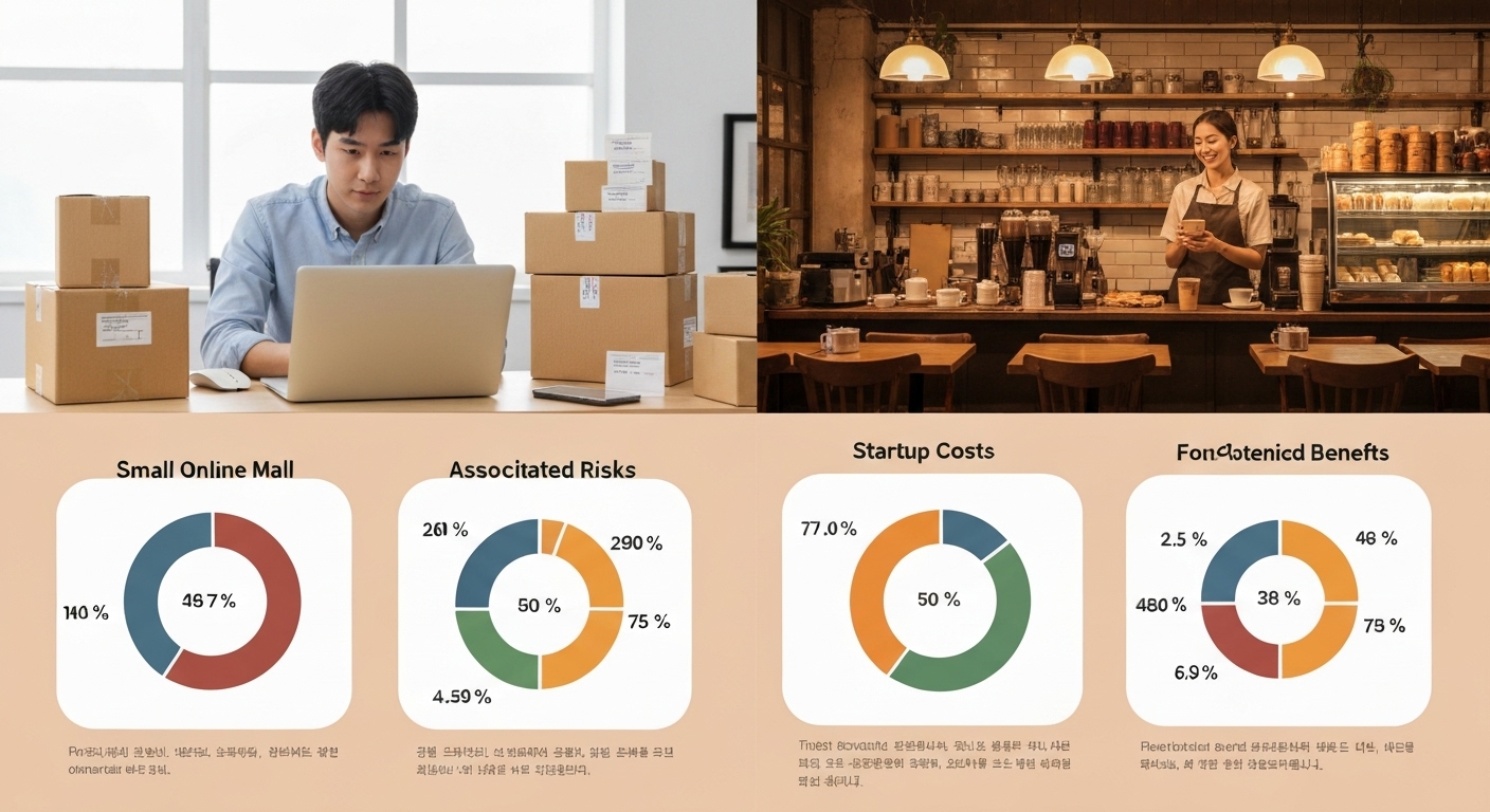 은퇴 창업 관련 두 가지 사례 비교 이미지