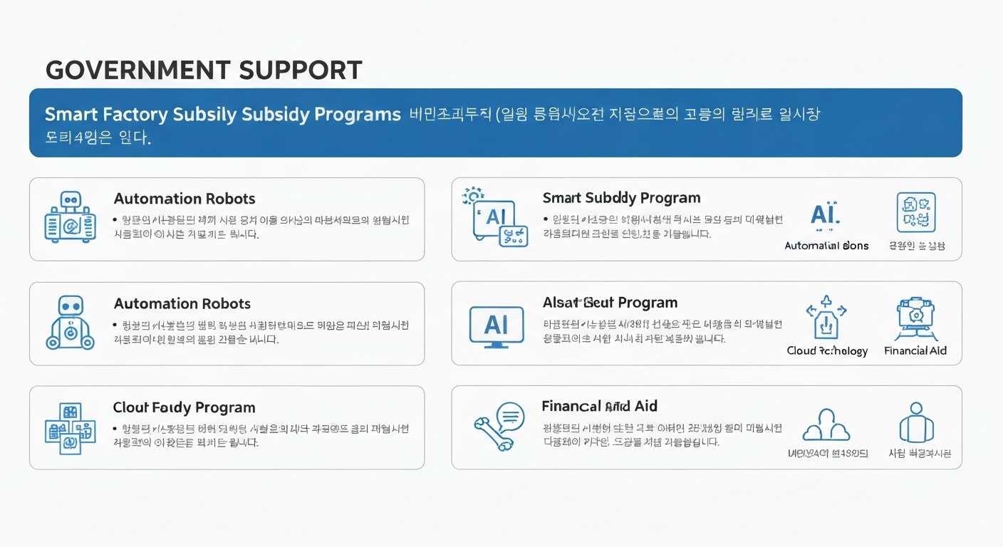 한국 중소 제조기업 대상 스마트팩토리 보조금 정부 지원 사업 인포그래픽