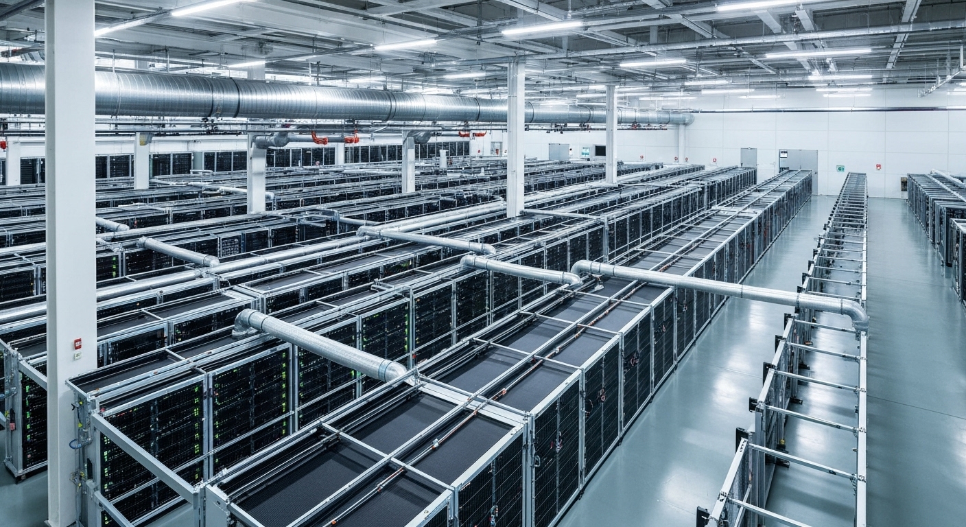 한국 데이터센터의 외기 냉방 및 핫아일 콜드아일 냉각 시스템 모습, 실감 나는 고화질 이미지