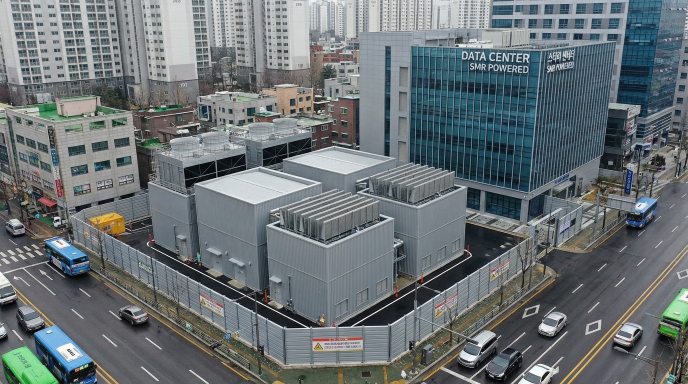 데이터센터 전용 소형 모듈 원자로 SMR의 크기와 안전성을 나타낸 이미지