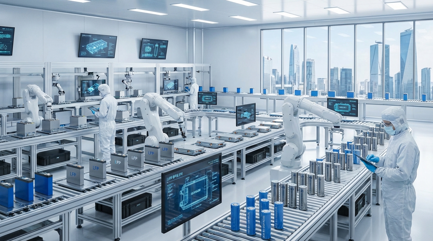 한국의 첨단 배터리 생산 공장 내부 모습