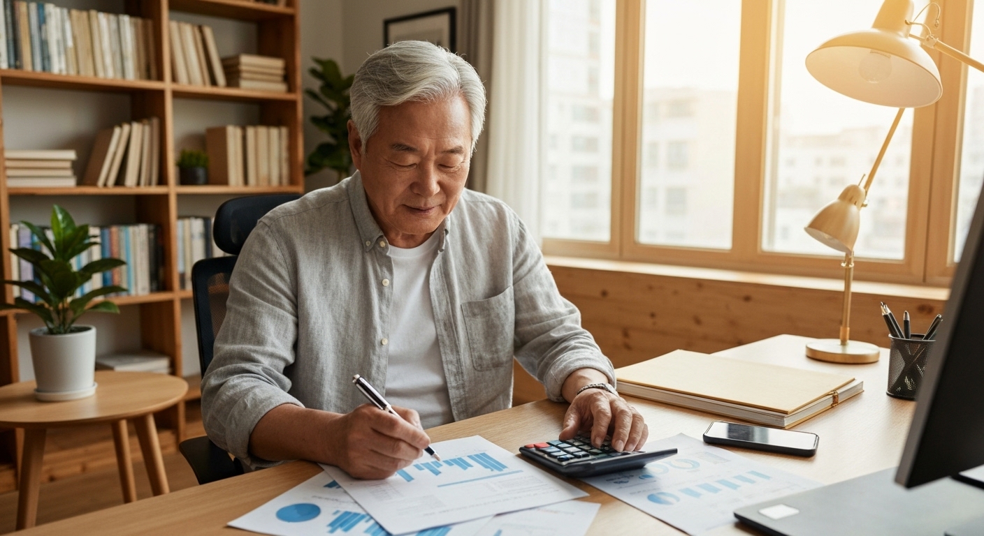 은퇴 후 새로운 창업 계획을 세우는 한국인 모습