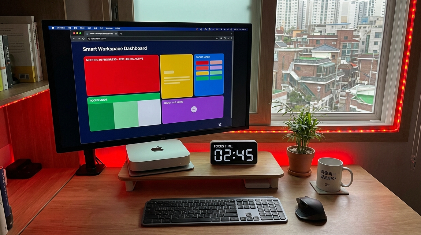 맥 미니와 단축어 기능으로 업무 환경 자동화를 구현한 한국 홈 오피스 책상 풍경