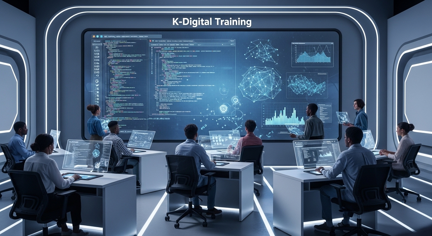 K-디지털 트레이닝 과정에 참여하여 첨단 기술을 배우는 훈련생들