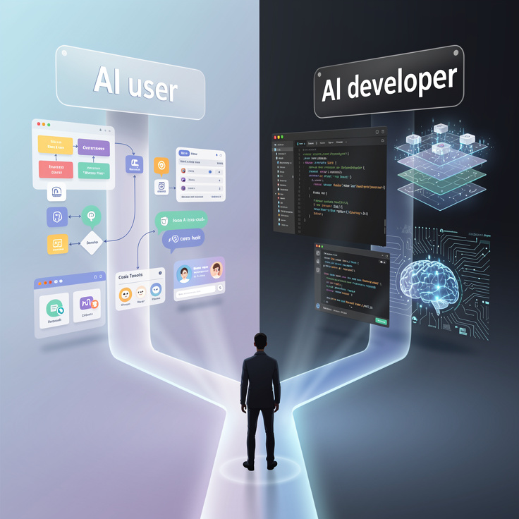 AI 활용가와 AI 개발자 중 학습 목표를 설정하는 이미지
