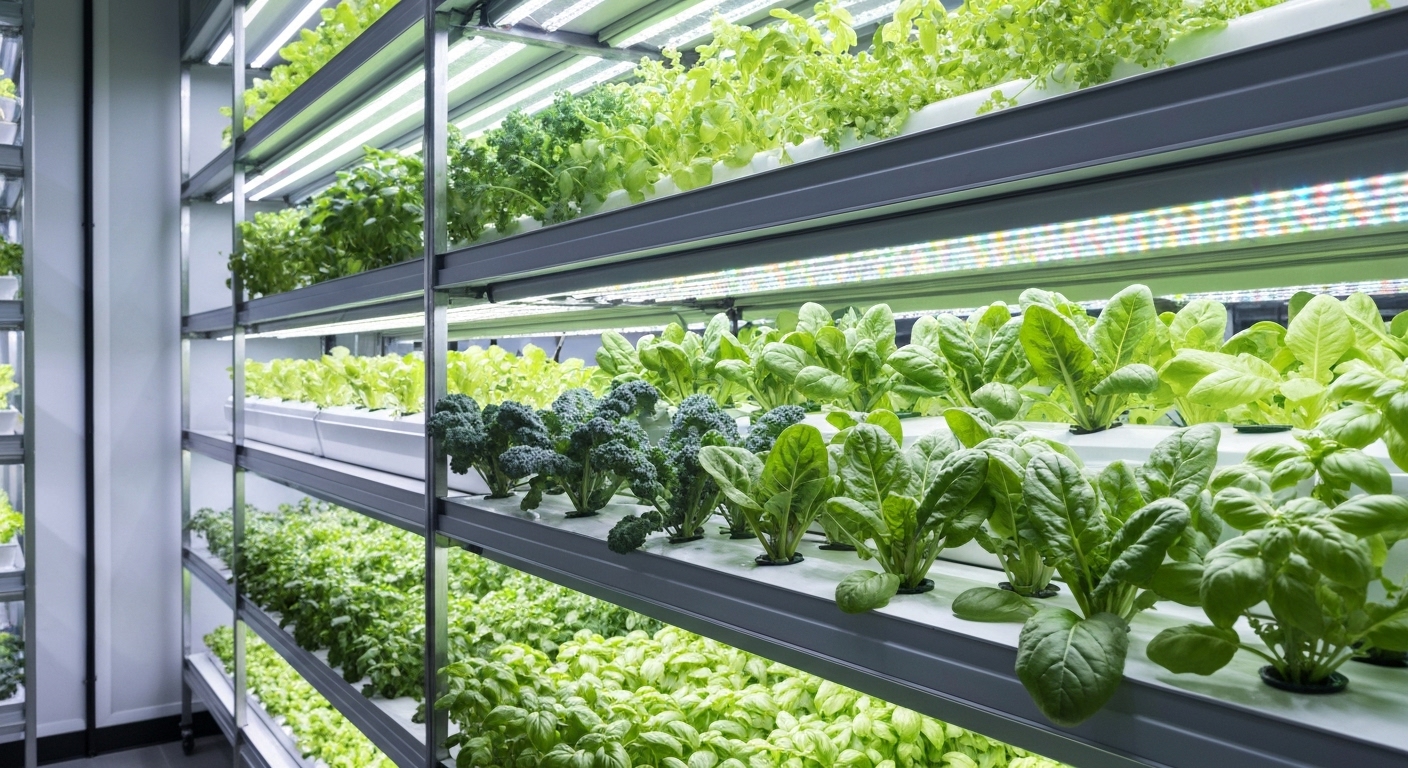 도심형 수직 스마트팜 수경재배 모습