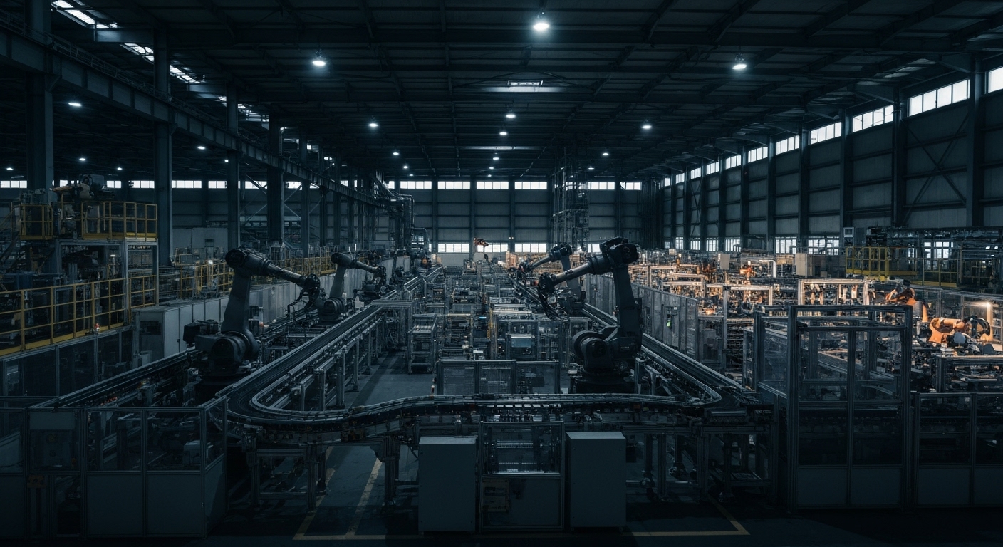 한국 산업단지에서 무인 자율로 24시간 운영되는 다크 팩토리 모습