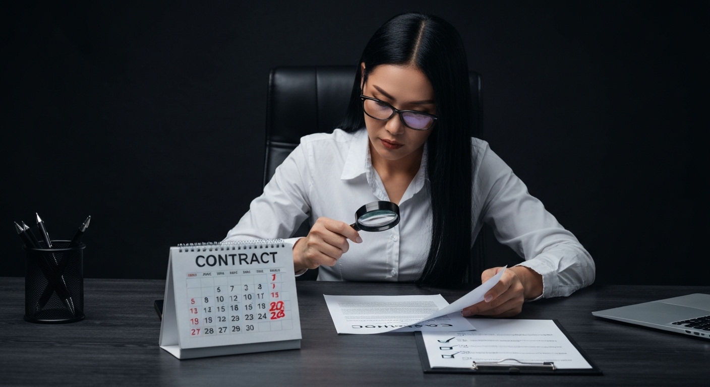 지원금 신청 전 유의사항을 돋보기로 꼼꼼히 확인하는 모습