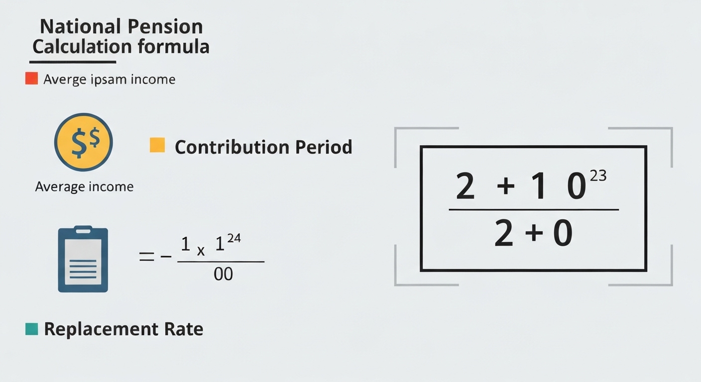국민연금 수령액 산정 공식과 구성 요소를 시각적으로 설명하는 인포그래픽