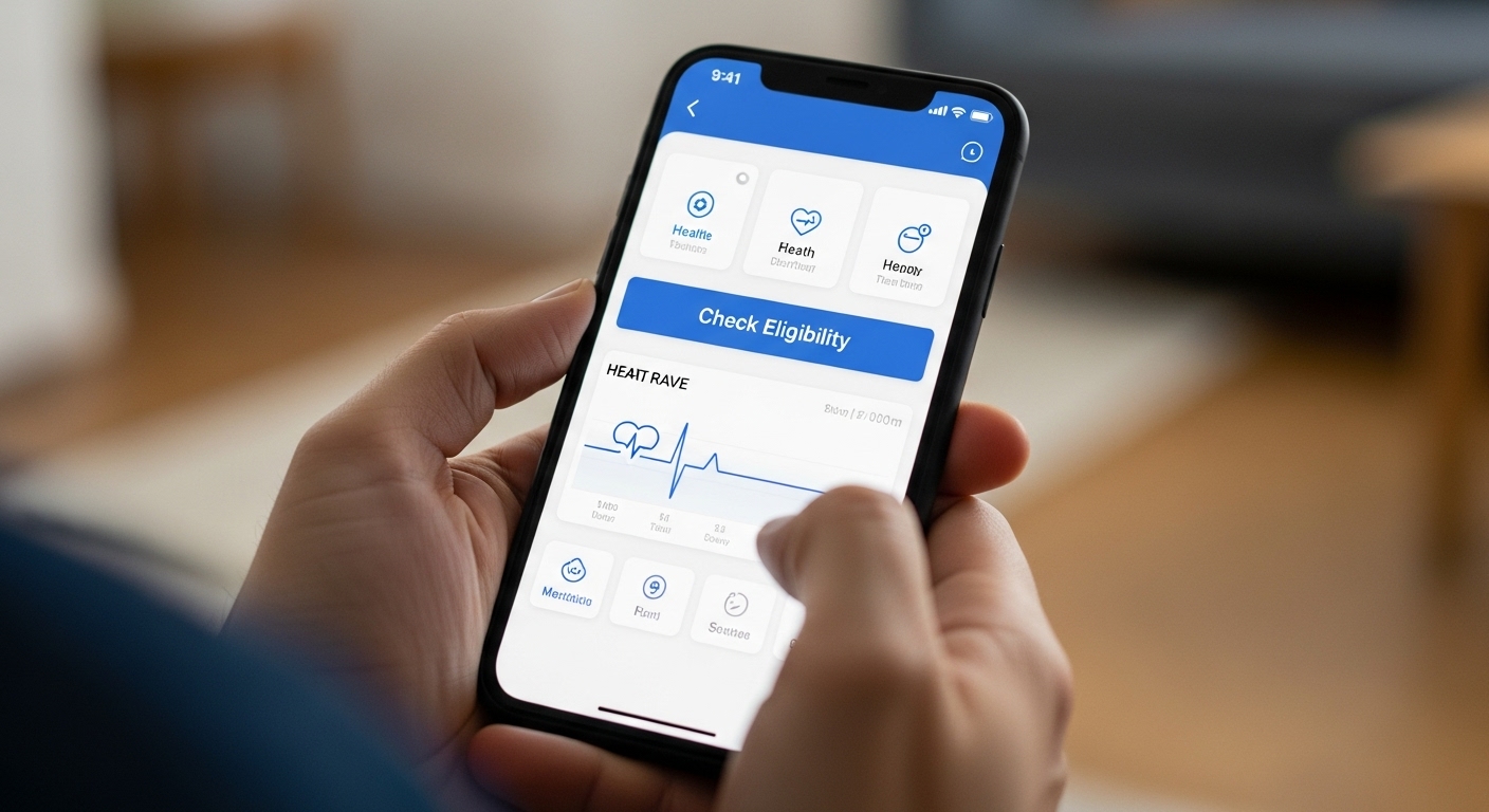 스마트폰의 'The 건강보험' 앱을 통해 건강검진 대상 여부를 확인하는 모습