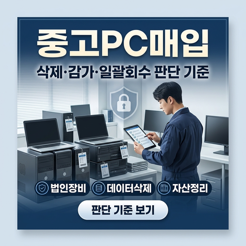 중고PC매입 판단 기준, 2026년 법인 장비 정리에서 시세보다 먼저 봐야 할 삭제&middot;감가 포인트 썸네일