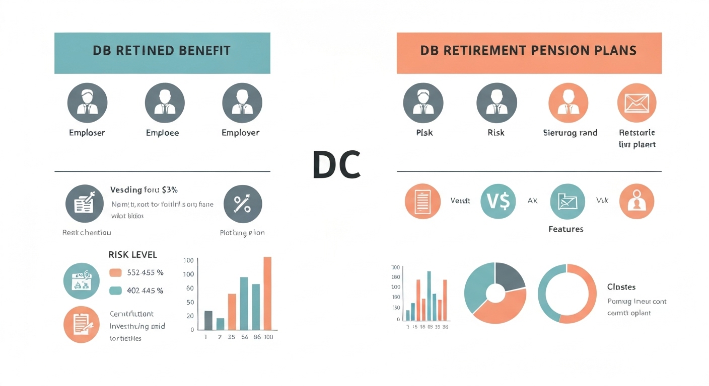 퇴직연금 제도 확정급여형과 확정기여형 비교 인포그래픽