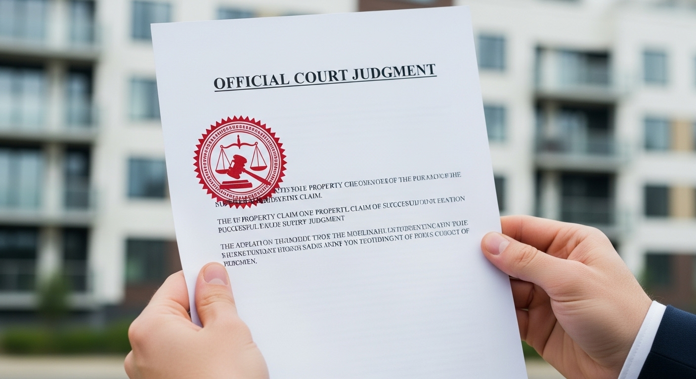 승소 판결문을 들고 자신의 권리를 되찾았음을 암시하는 모습