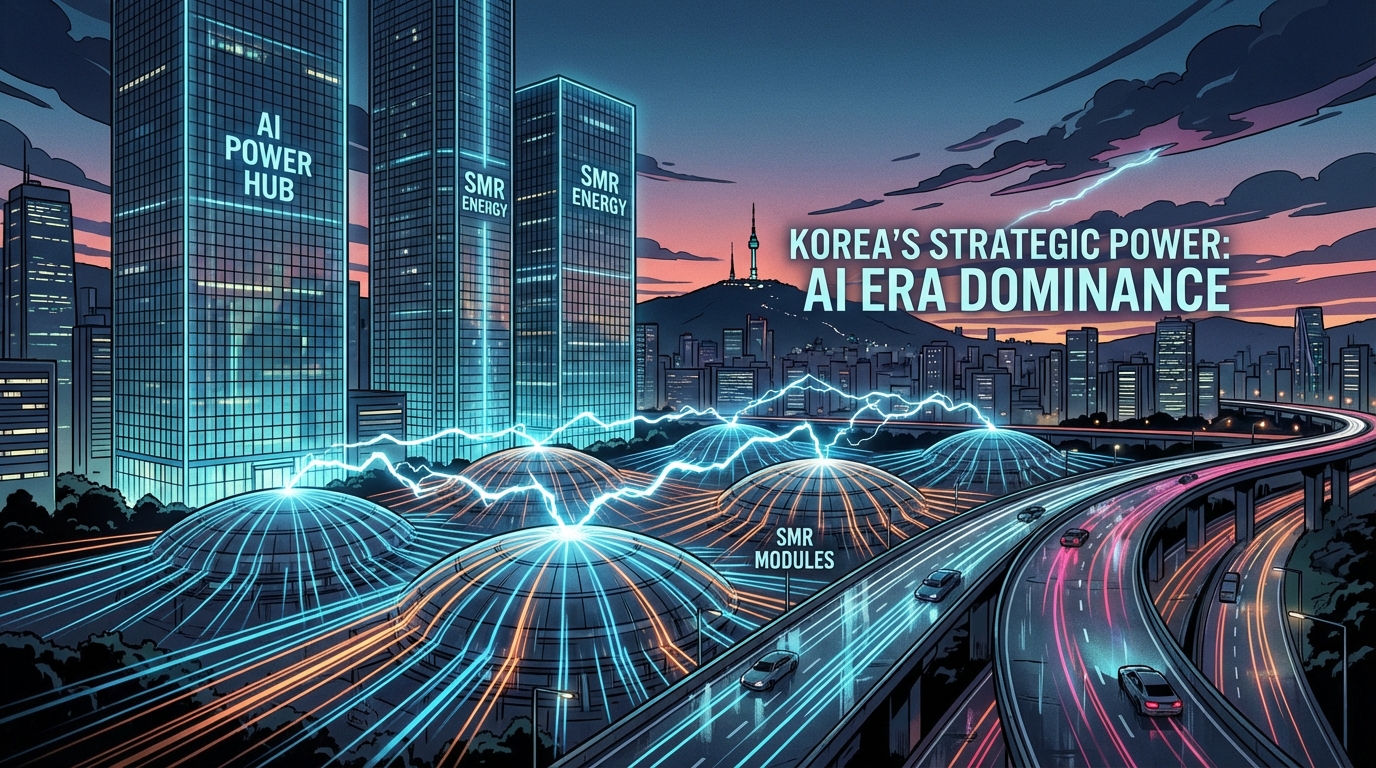 데이터센터 SMR이 AI 시대 권력을 상징하는 미래 한국 도시 이미지