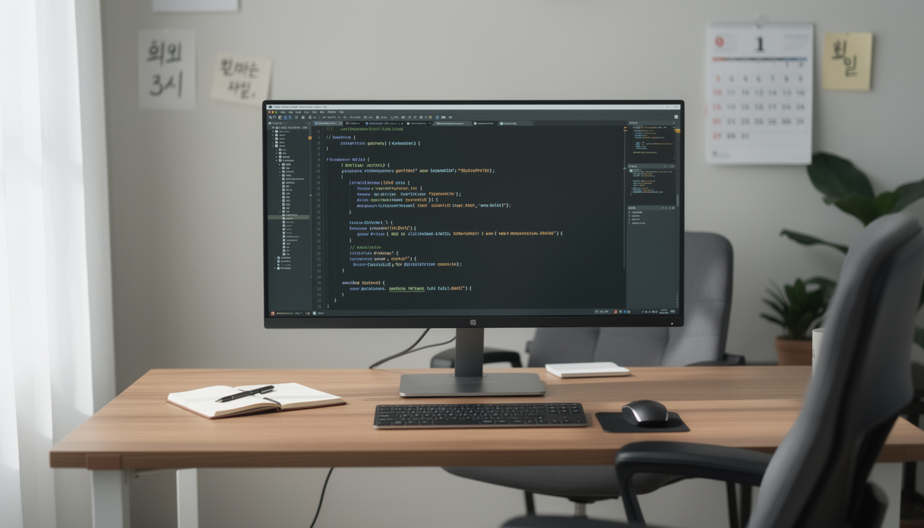 클린 코드 작성 습관을 보여주는 깨끗한 코드 화면