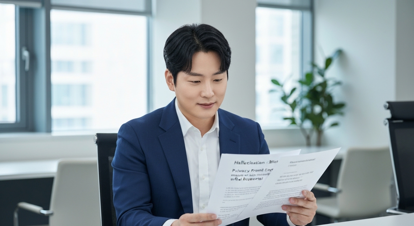 LLM 사용 시 주의사항을 검토하는 모습