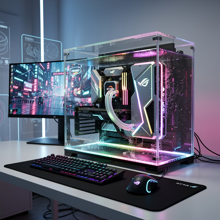 2026년 최신 RGB 조명이 들어온 고성능 게이밍 PC 내부 모습